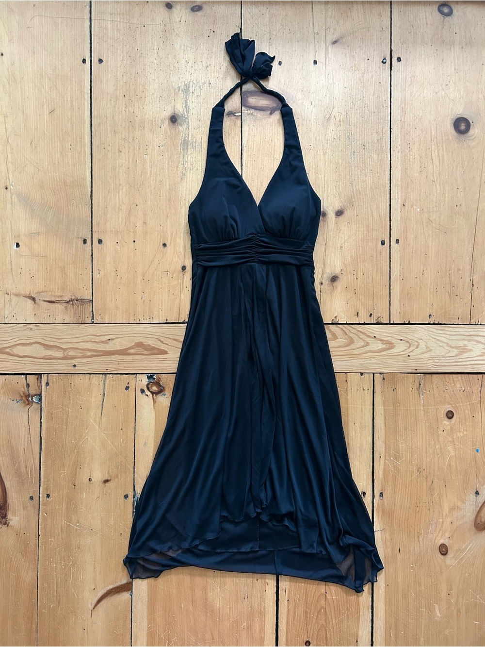 Vintage Y2K Flowy Black Halter Neck Women’s Dress